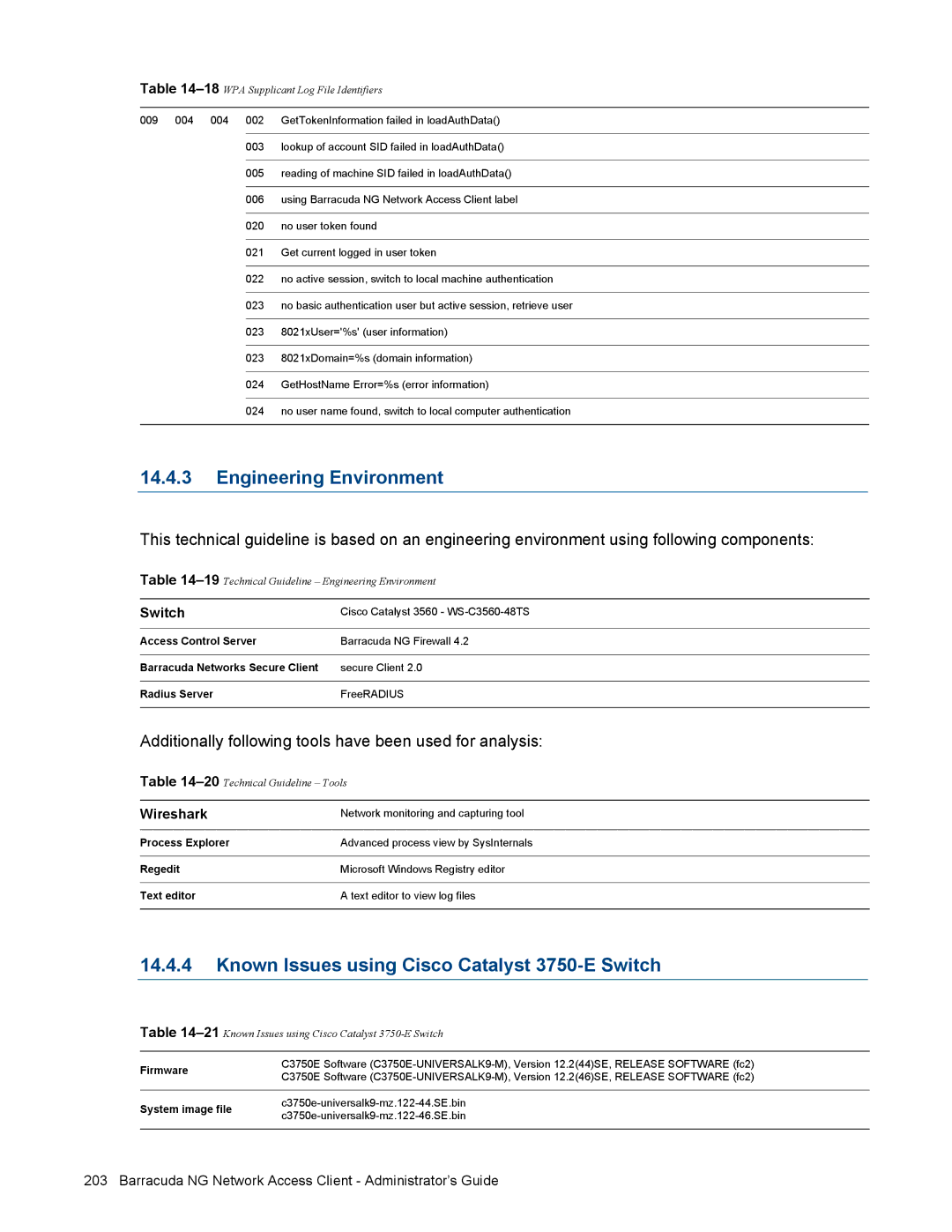 Barracuda Networks VERSION SP4 manual Engineering Environment, Known Issues using Cisco Catalyst 3750-E Switch, Wireshark 