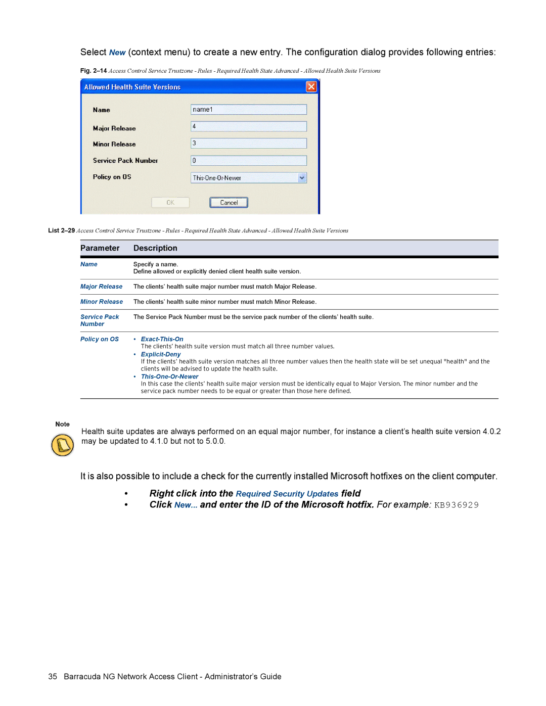 Barracuda Networks VERSION SP4 manual Parameter Description 