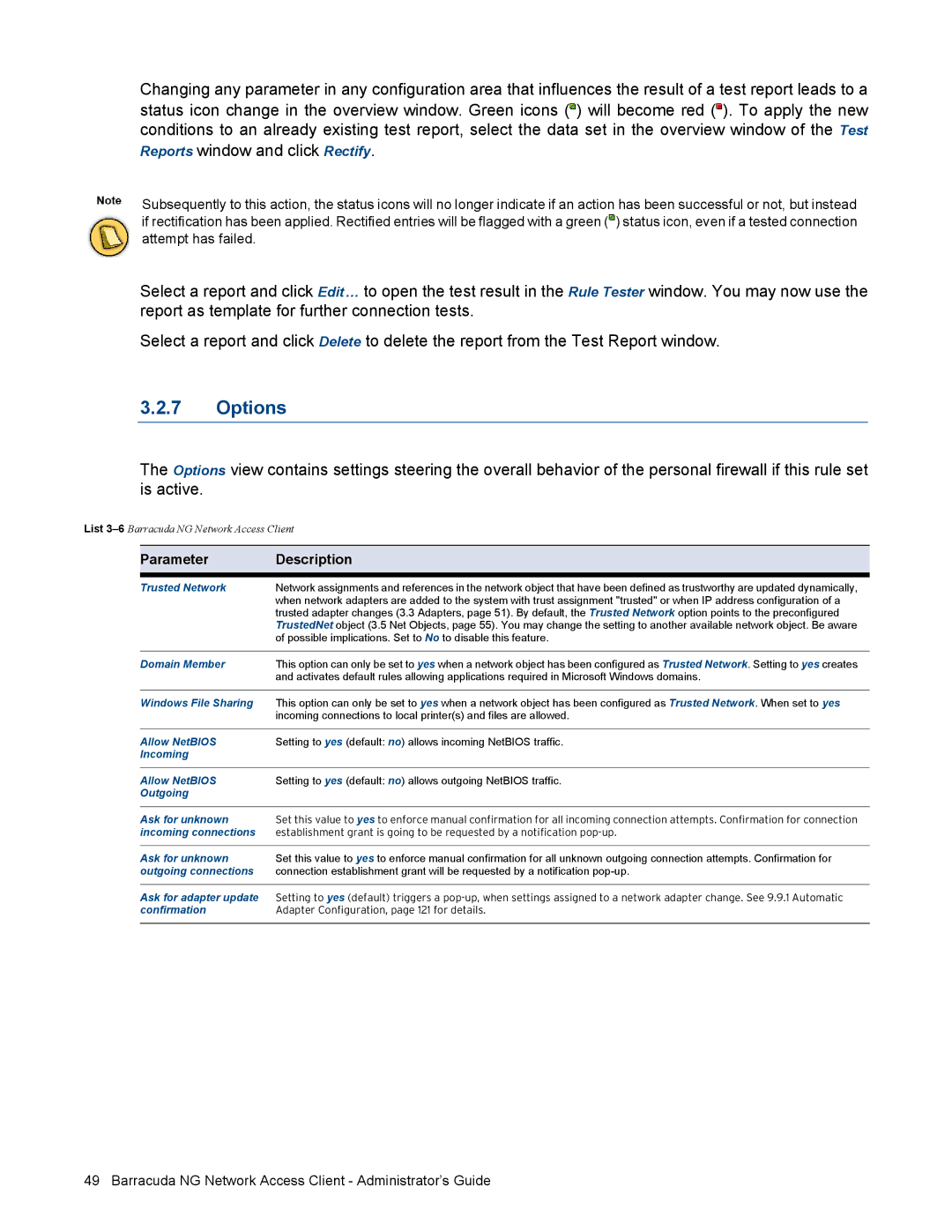 Barracuda Networks VERSION SP4 manual Options 