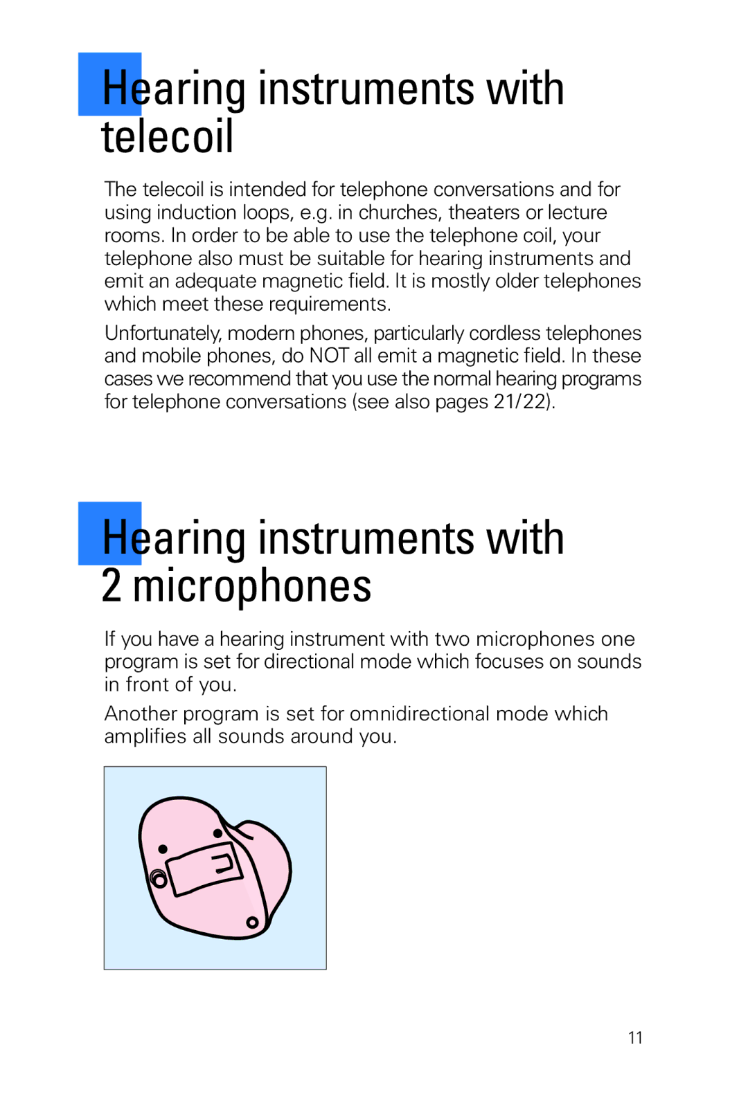 Battery-Biz Pro IT manual Hearing instruments with telecoil, Hearing instruments with 2 microphones 