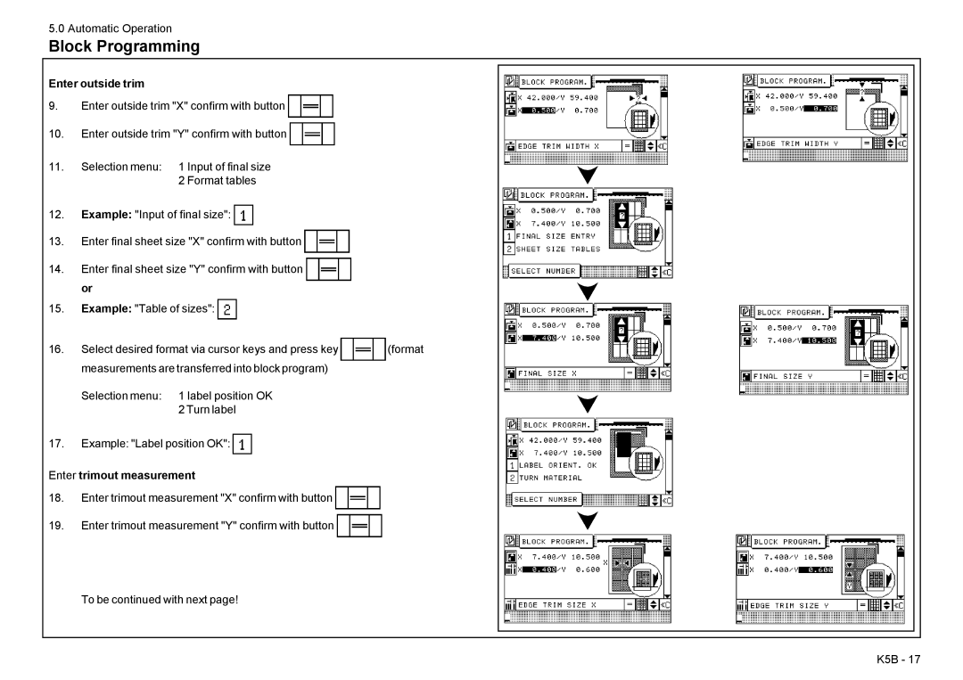 Baum Bros. Imports 26.4 manual Enter outside trim, Enter trimout measurement 