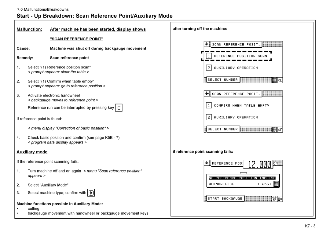 Baum Bros. Imports 26.4 manual Start Up Breakdown Scan Reference Point/Auxiliary Mode 