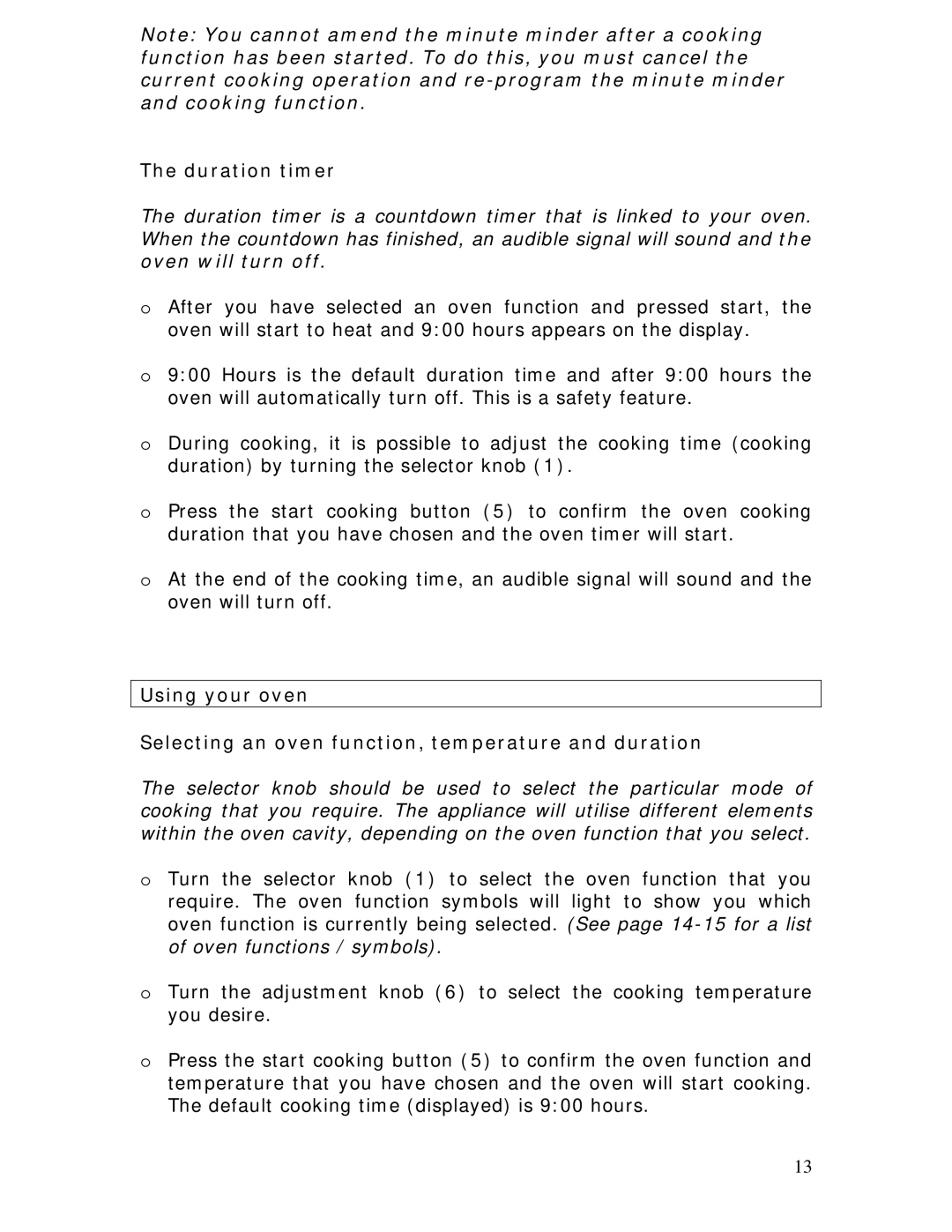 Baumatic B610MC manual Duration timer 