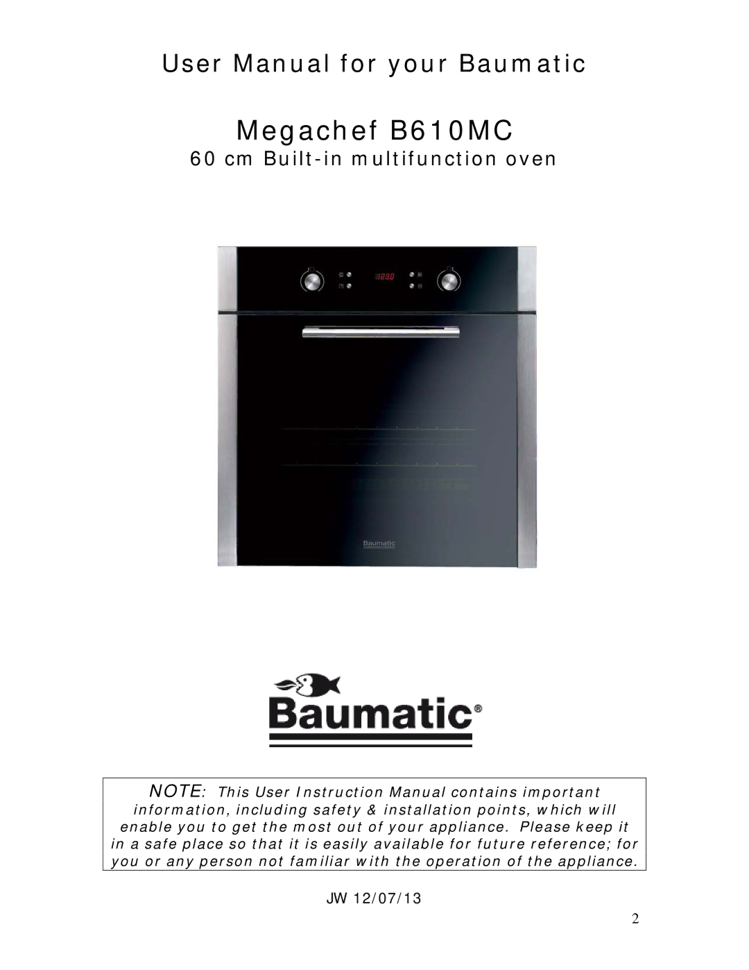 Baumatic manual Megachef B610MC 