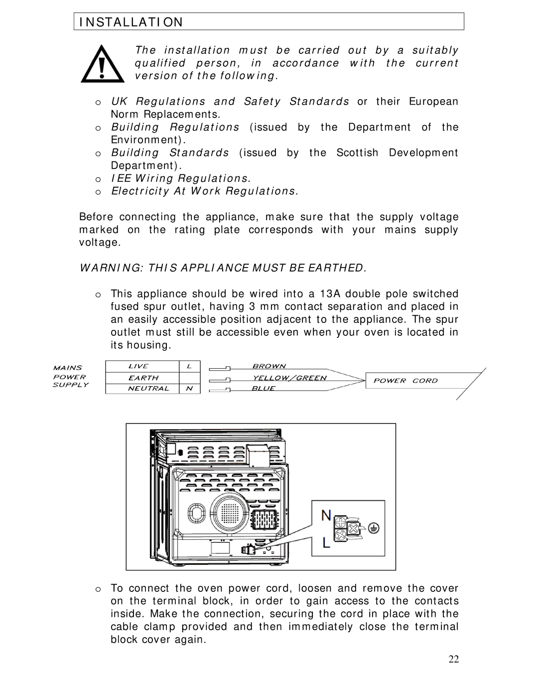 Baumatic B610MC manual Installation 