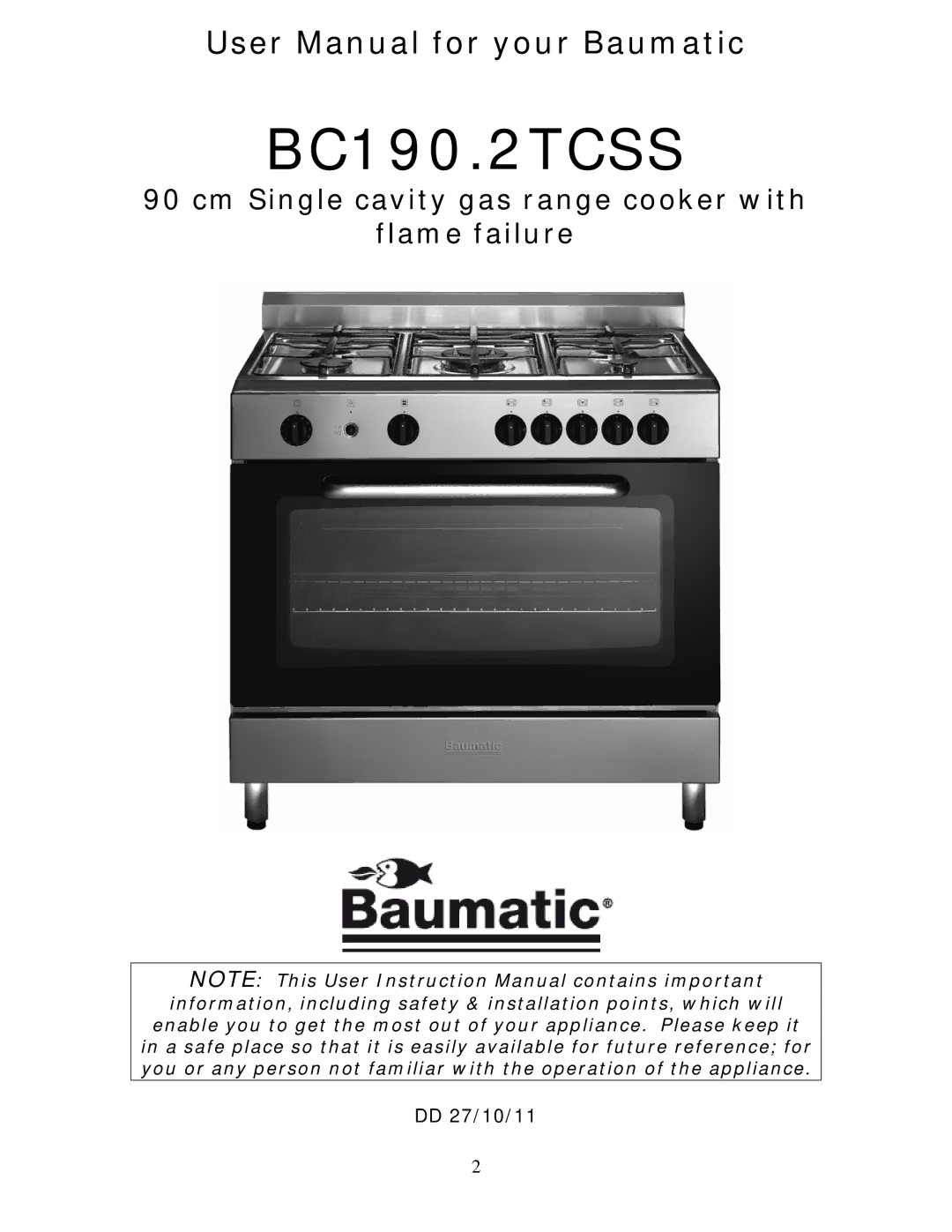 Baumatic BC190.2TCSS manual 