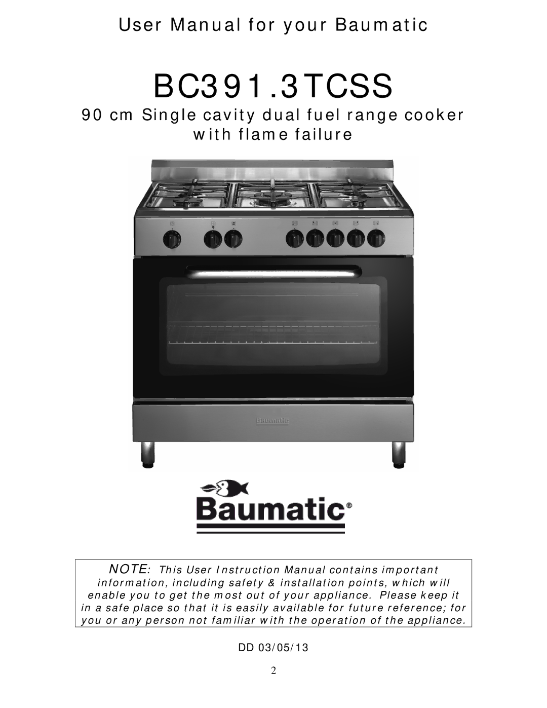 Baumatic BC391.3TCSS manual 