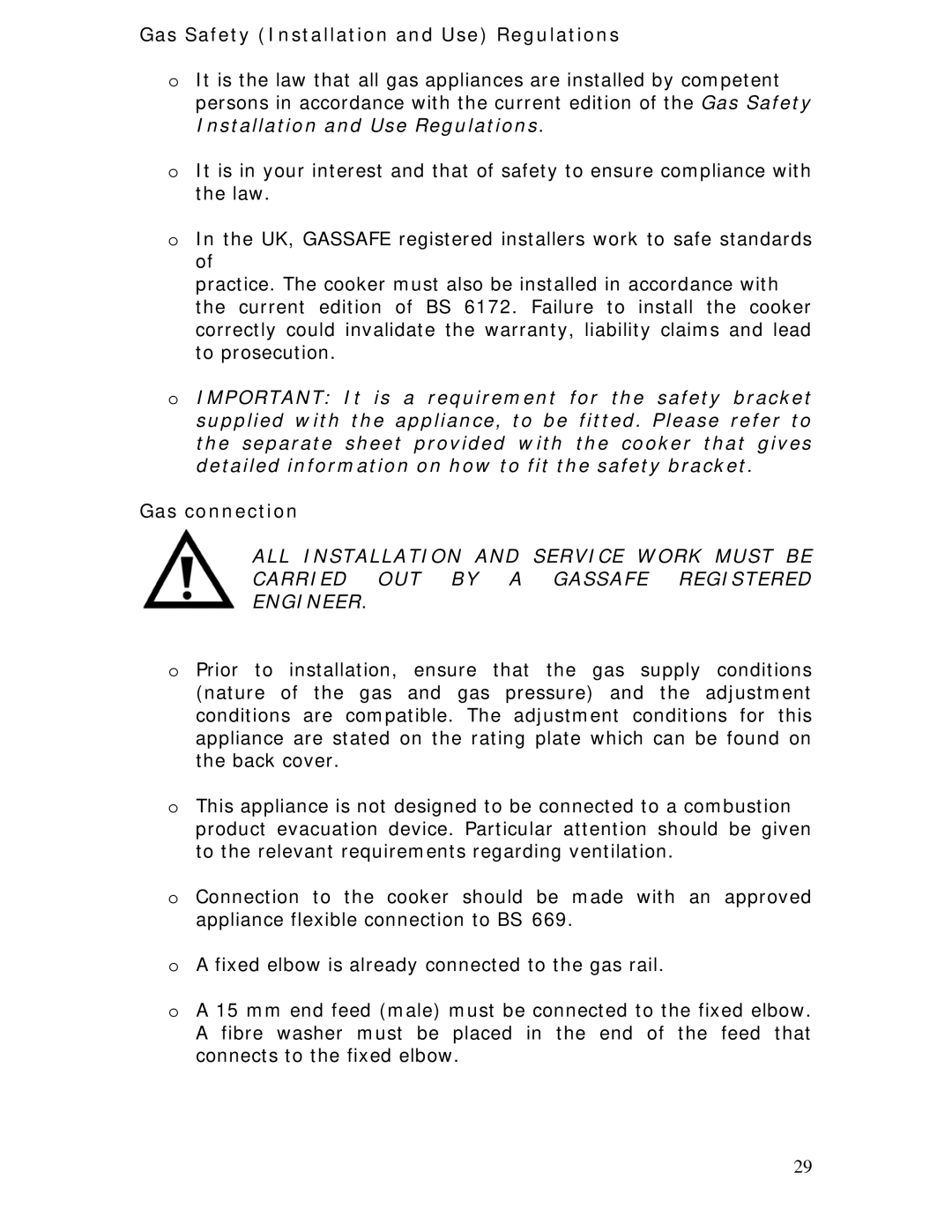 Baumatic BC391.3TCSS manual Gas Safety Installation and Use Regulations 