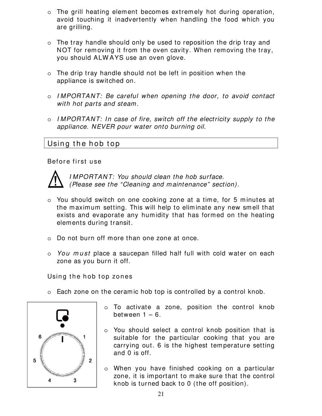 Baumatic BCE625BL manual Using the hob top zones 