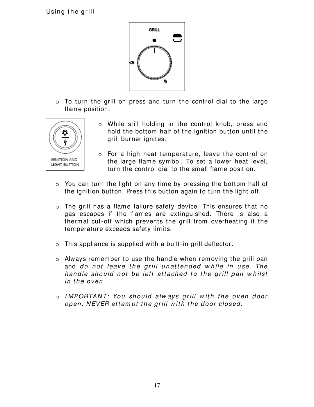 Baumatic BCG520R manual Using the grill 