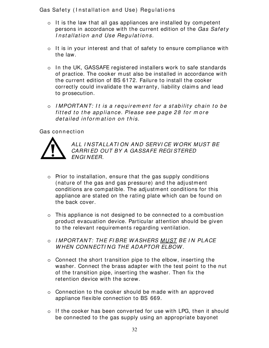 Baumatic BCG925SS manual Gas Safety Installation and Use Regulations 