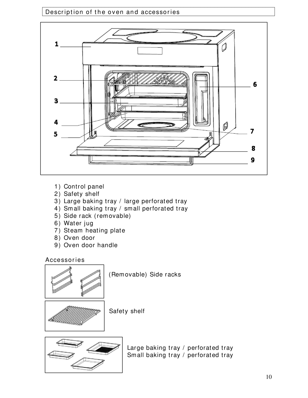 Baumatic BCS450SS manual Description of the oven and accessories, Accessories 