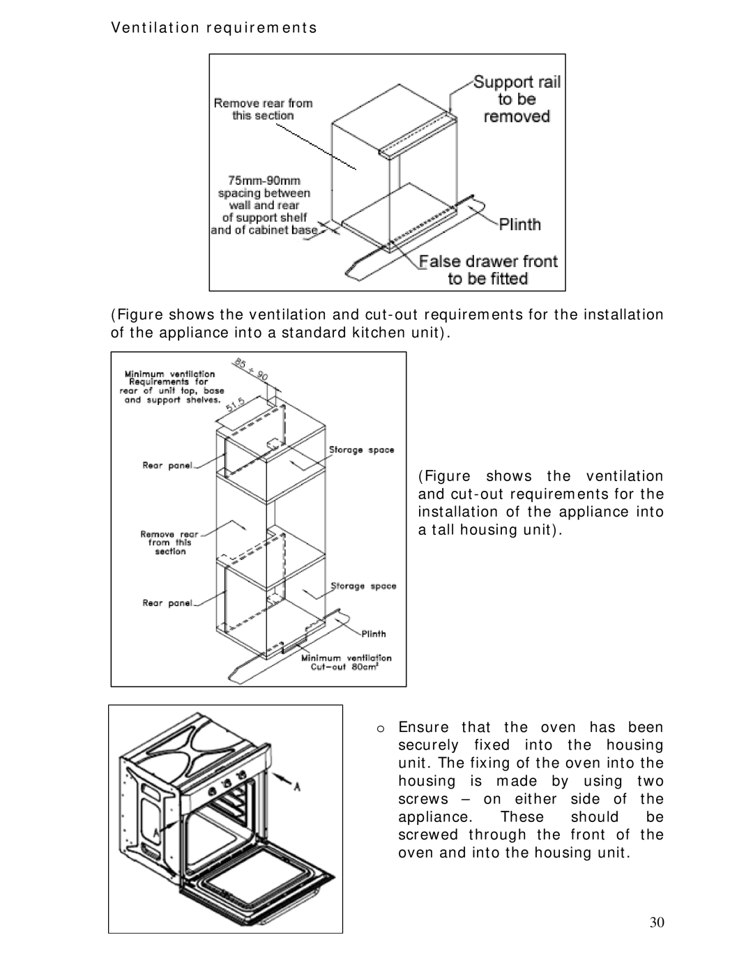 Baumatic BCS450SS manual Ventilation requirements 