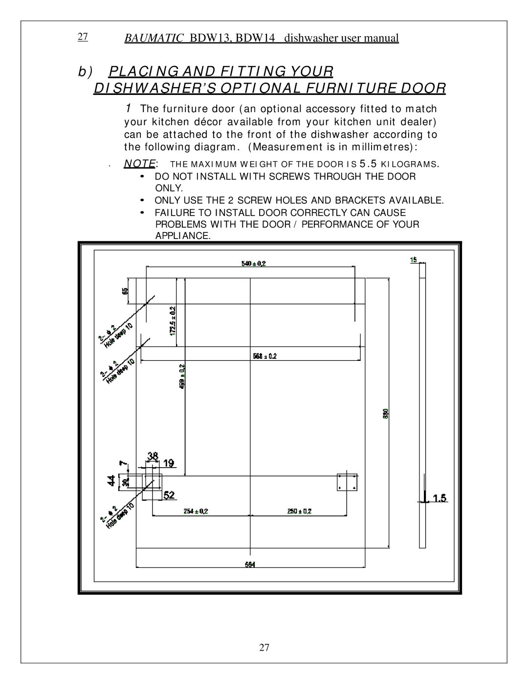 Baumatic BDW13 manual 