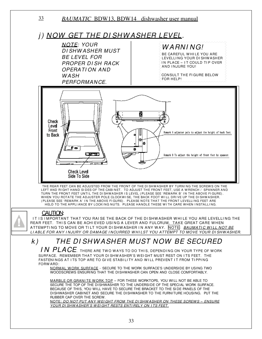 Baumatic BDW13 manual NOW GET the Dishwasher Level 