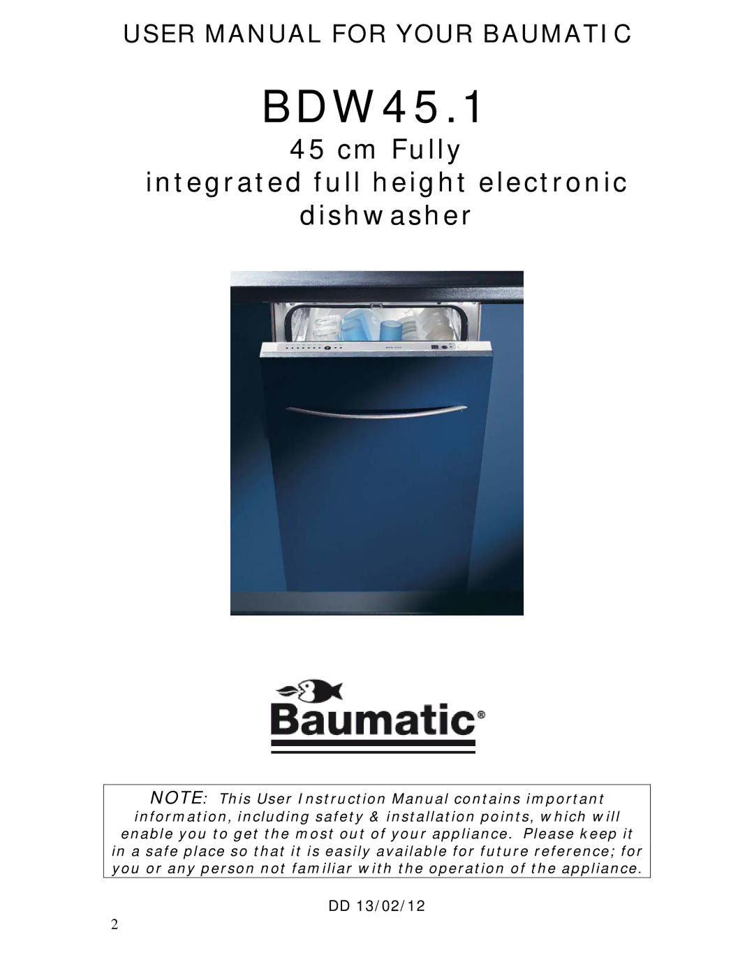 Baumatic BDW45.1 manual 