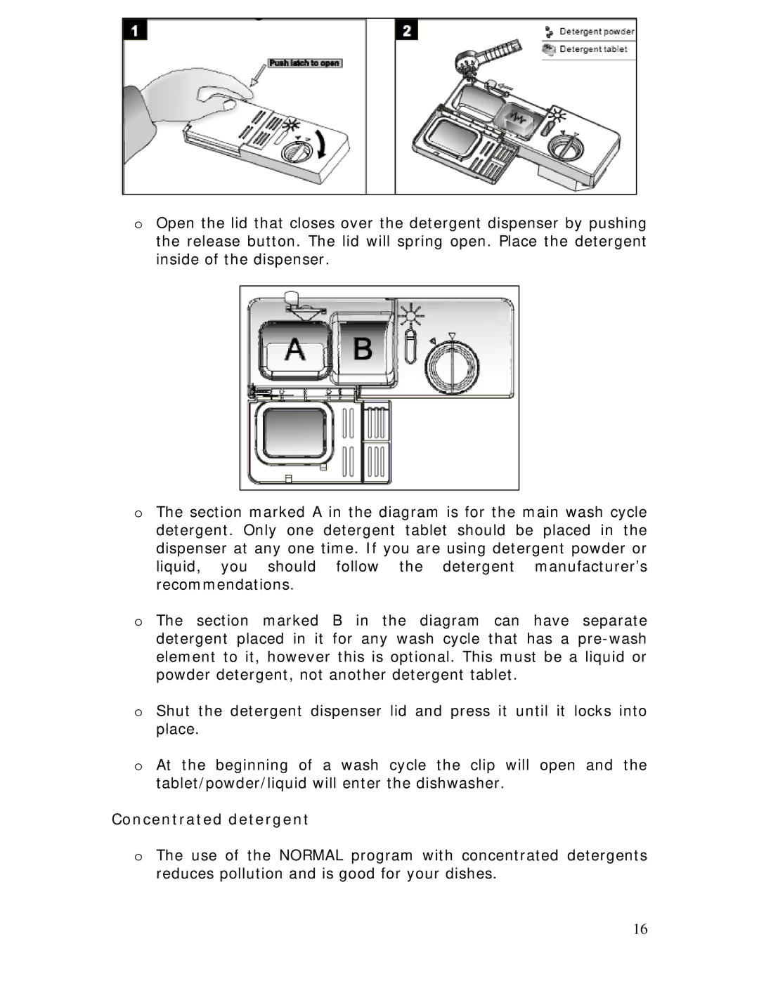 Baumatic BDWI660 manual Concentrated detergent 