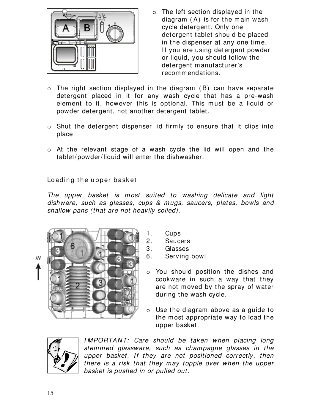 Baumatic BDWS60SS manual Loading the upper basket 