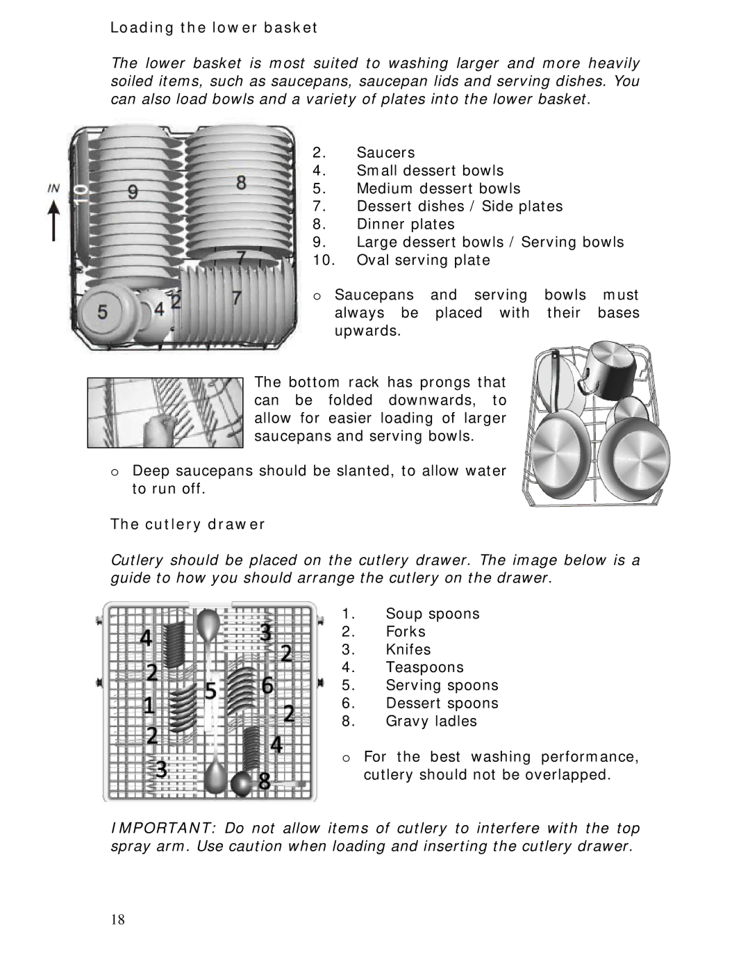 Baumatic BDWS60SS manual Loading the lower basket, Cutlery drawer 