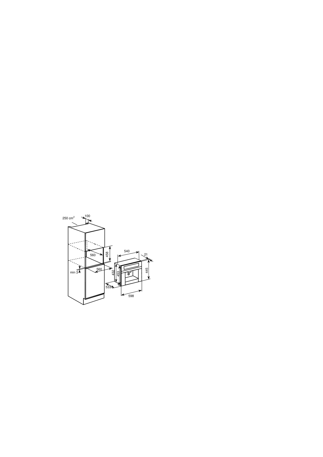 Baumatic BEC455TS manual 250 cm2 