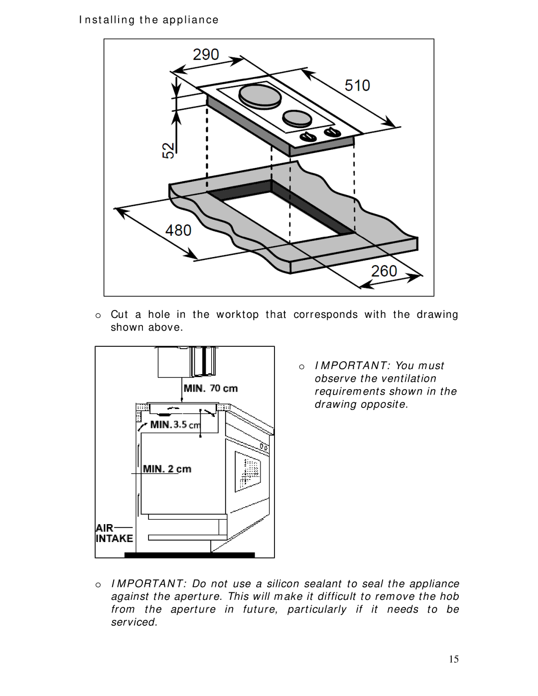 Baumatic BHS320.5SS manual Installing the appliance 