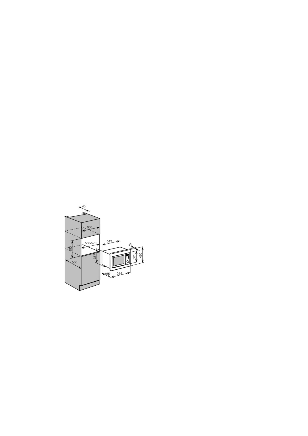 Baumatic BMC253SS manual 600 560-570 367 513 301 460 594 