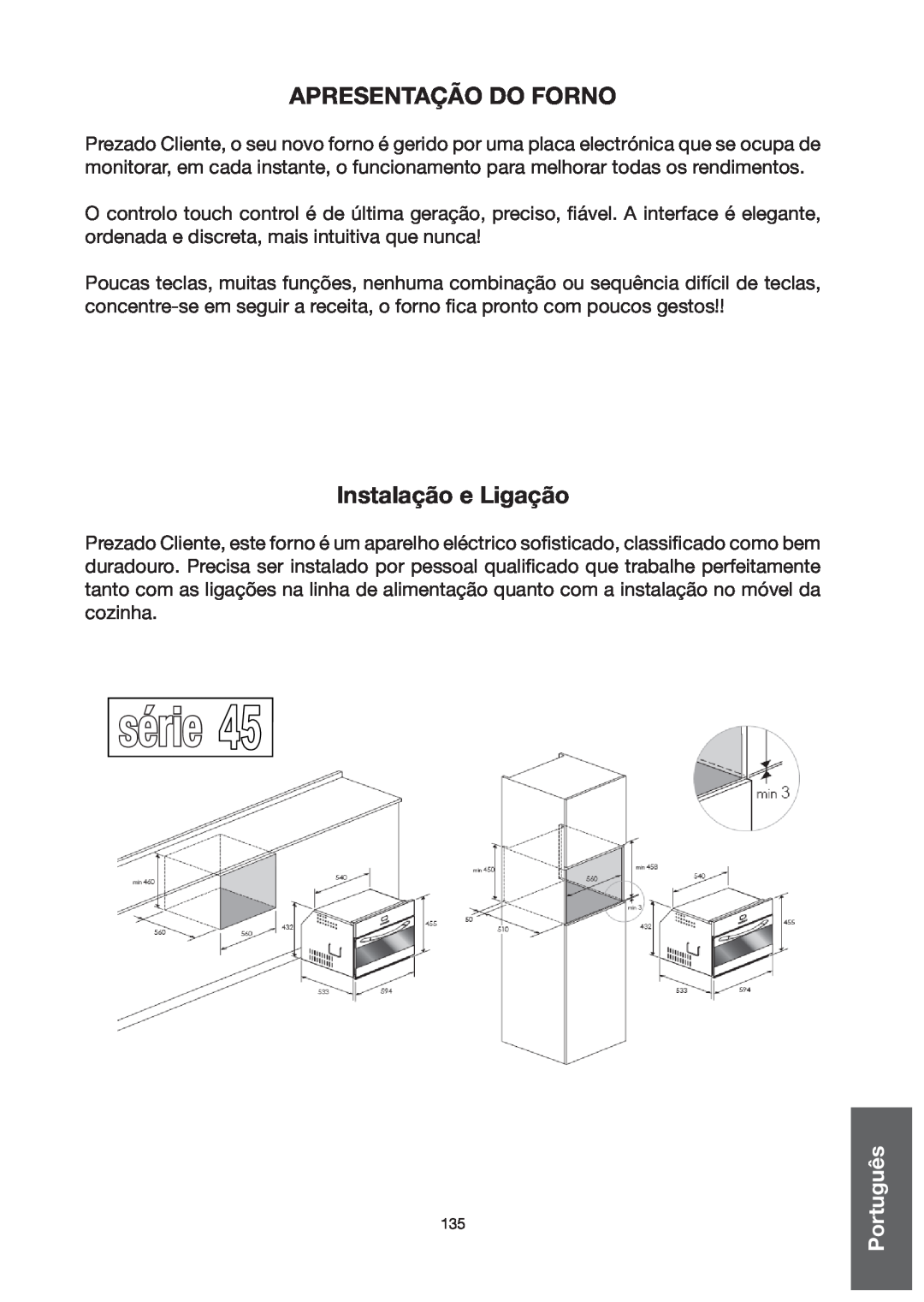 Baumatic BO667TS.DD manual série, Apresentação do forno, Instalação e Ligação 