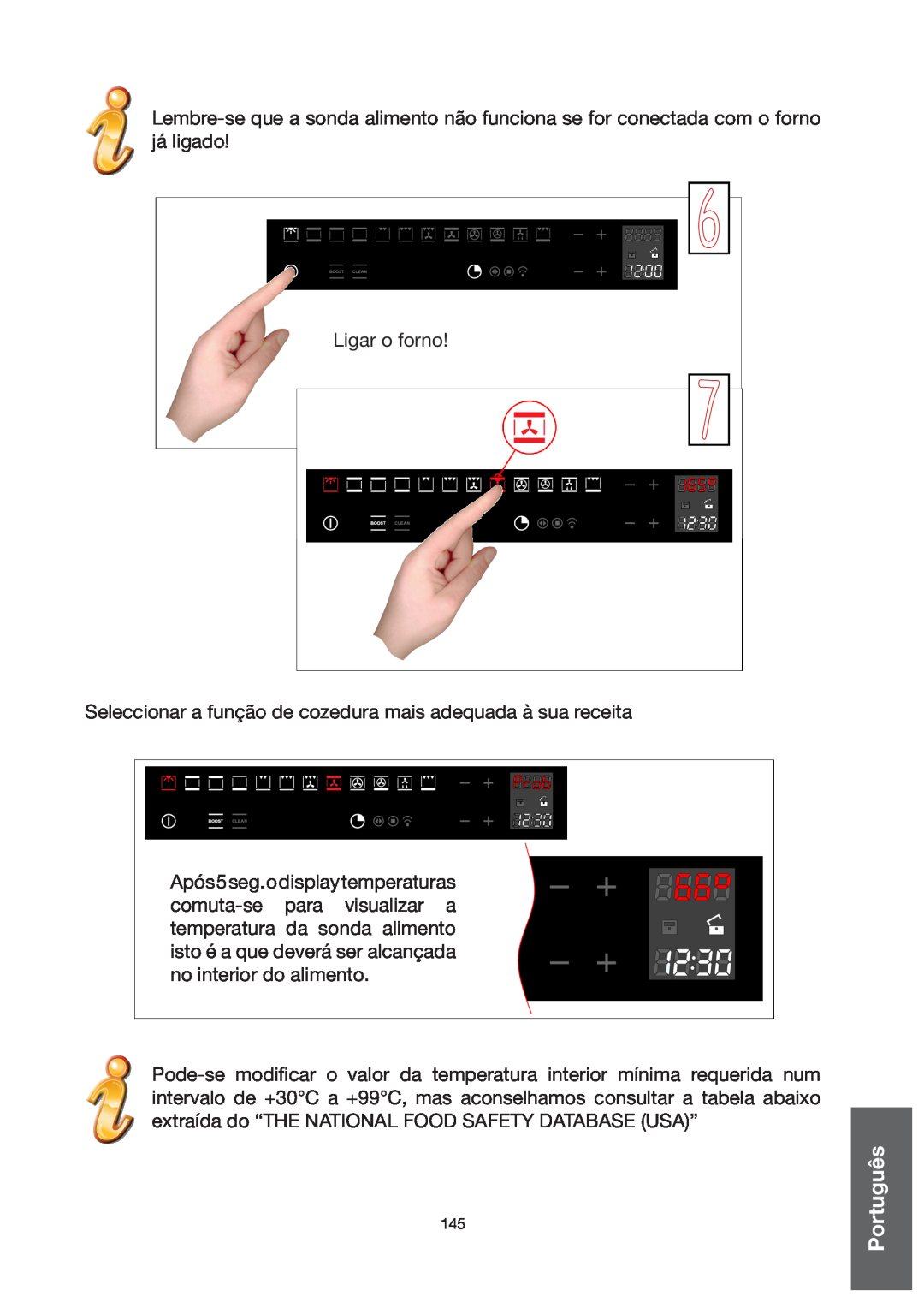 Baumatic BO667TS.DD manual Italiano, English, Français, Deutsch, Nederlands Español, Português, Ligar o forno 