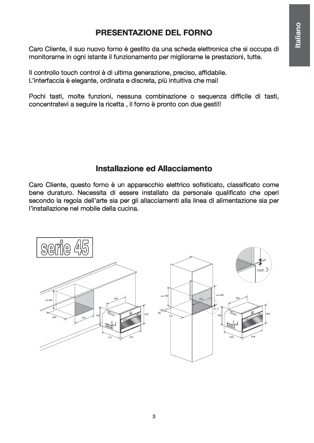 Baumatic BO667TS.DD manual Presentazione del forno, Installazione ed Allacciamento 