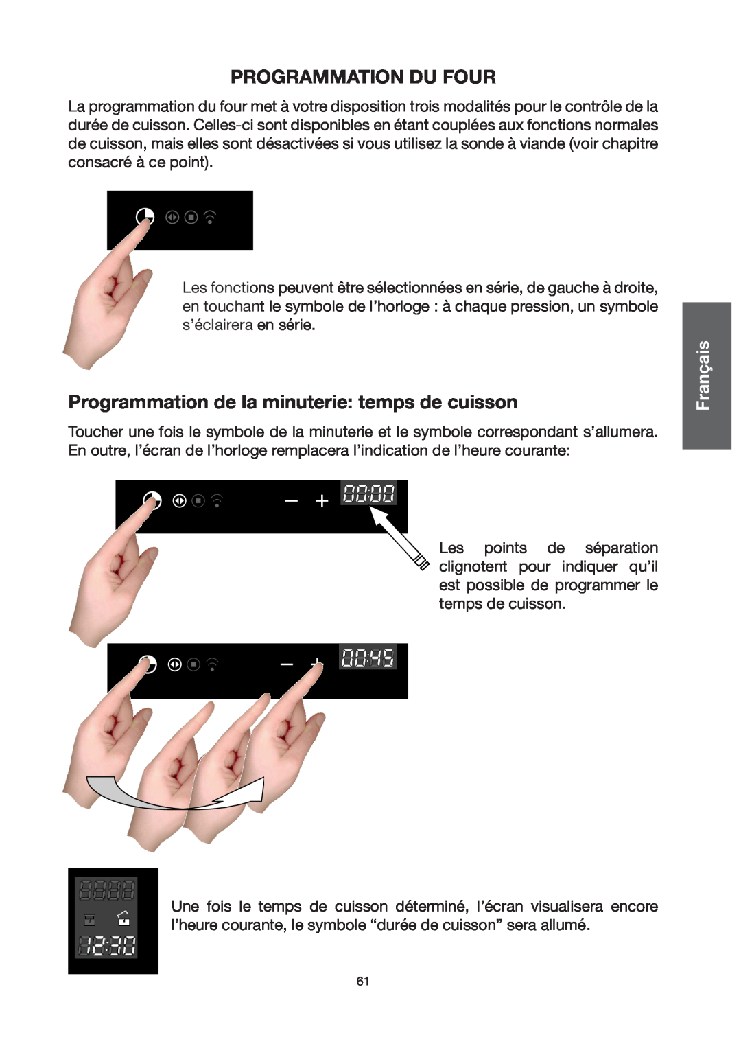 Baumatic BO667TS.DD Programmation du four, Programmation de la minuterie temps de cuisson, Italiano, English Français 