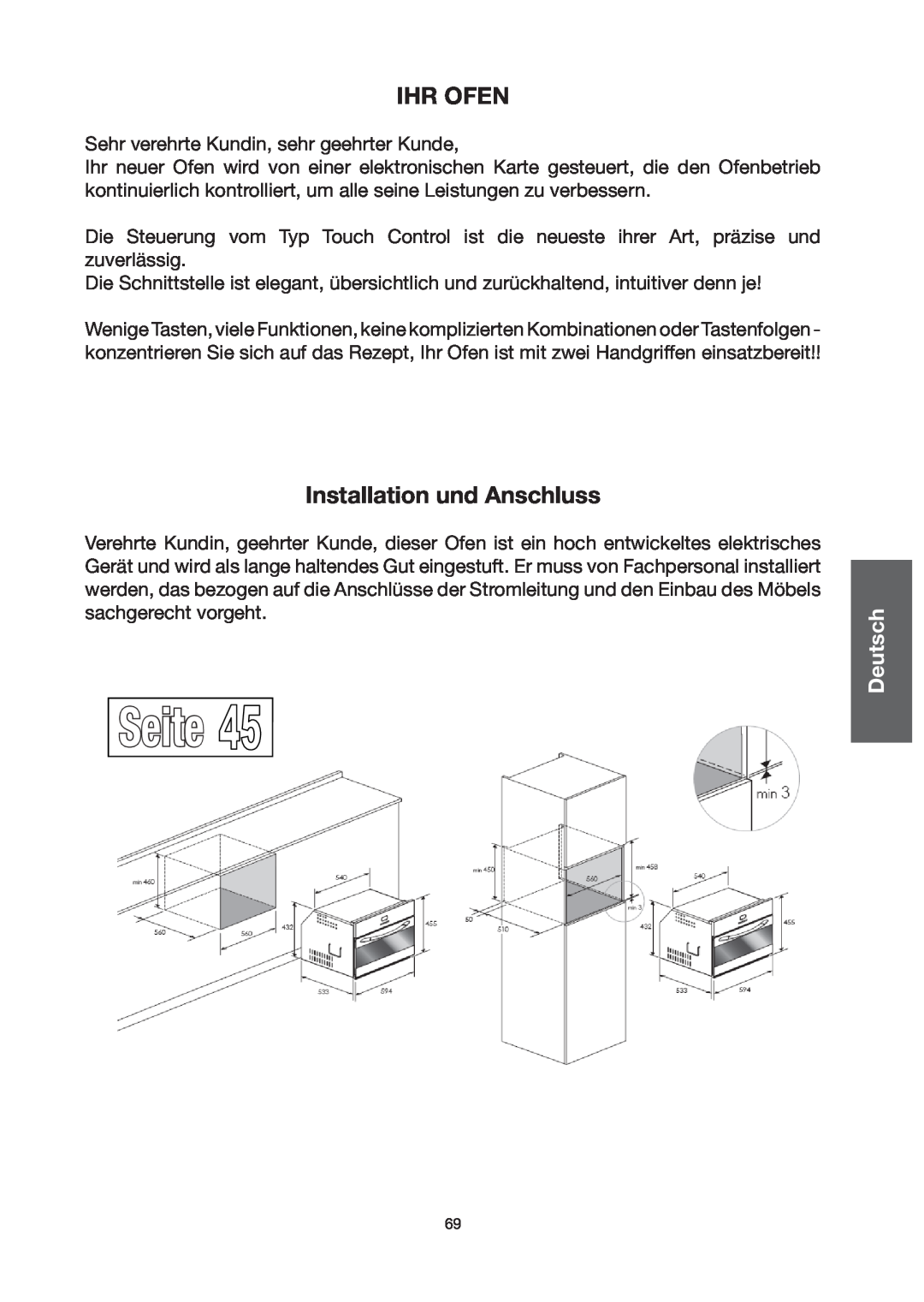 Baumatic BO667TS.DD manual Seite, Ihr Ofen, Installation und Anschluss 