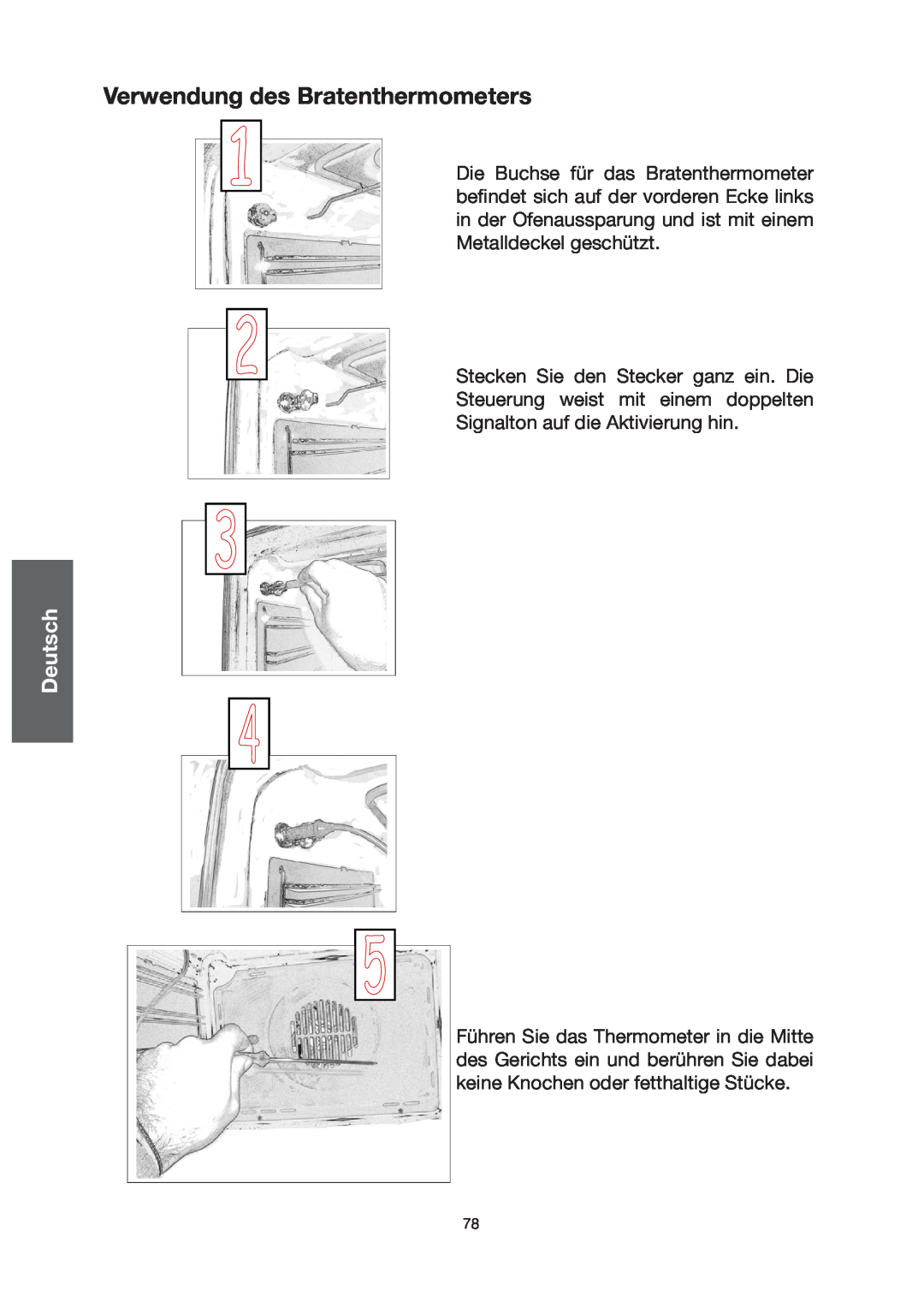 Baumatic BO667TS.DD Verwendung des Bratenthermometers, Italiano English Français Deutsch Português Nederlands Español 