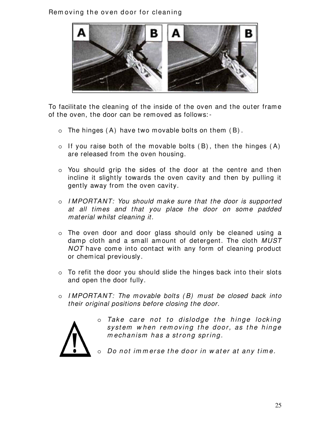 Baumatic BOD890BL manual Removing the oven door for cleaning 