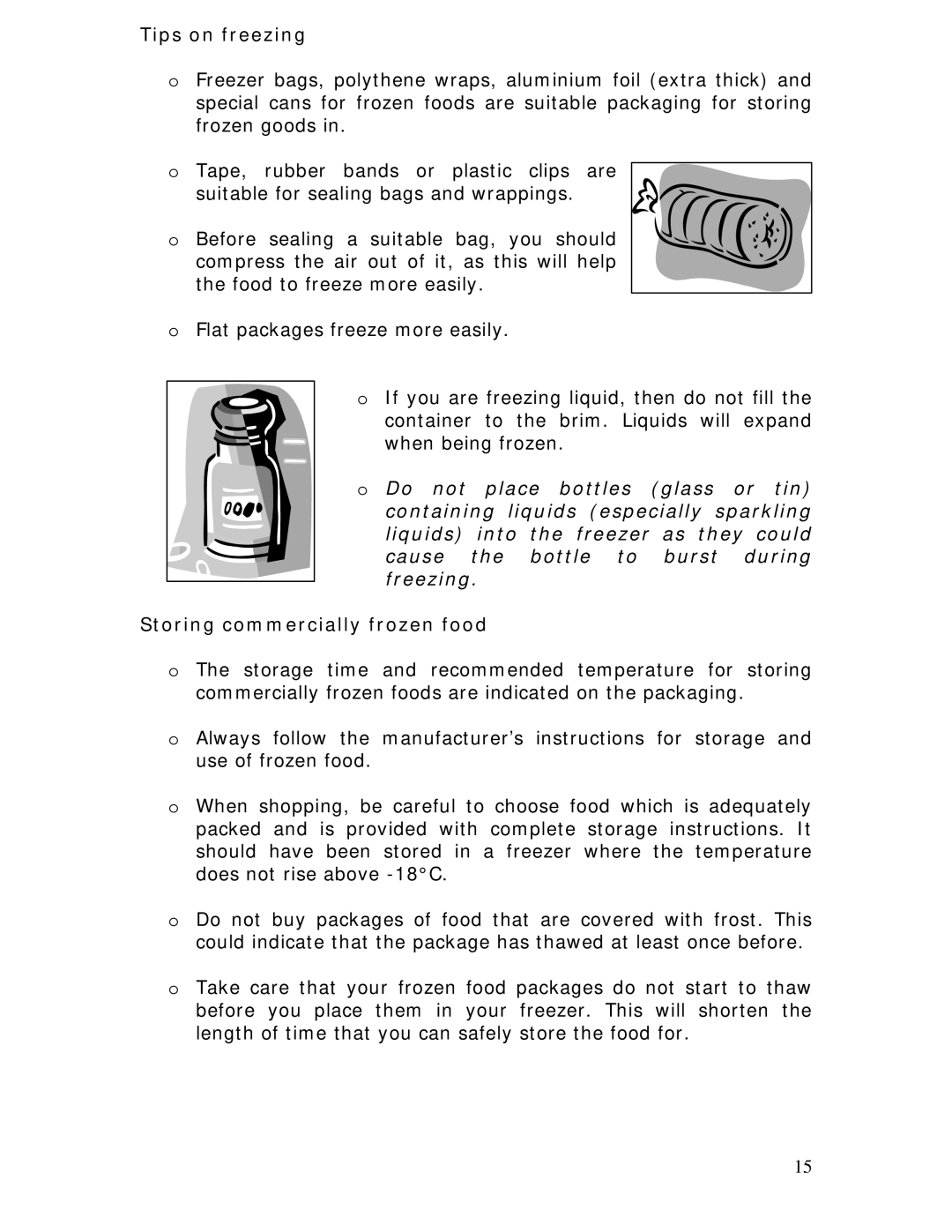 Baumatic BRCF1855SL manual Tips on freezing, Storing commercially frozen food 