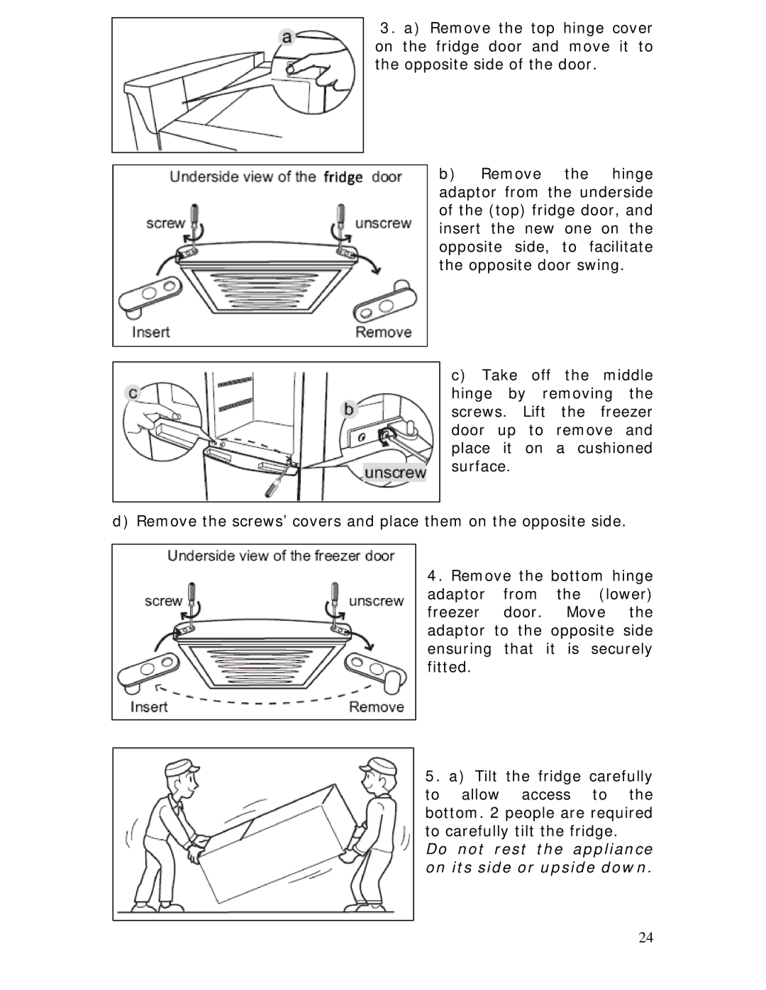 Baumatic BRCF1855SL manual Do not rest the appliance on its side or upside down 