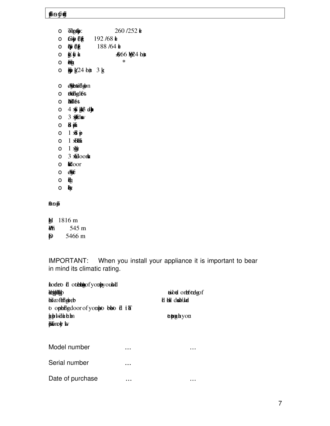 Baumatic BRCF1855SL manual Specifications of your fridge freezer, Dimensions of appliance 