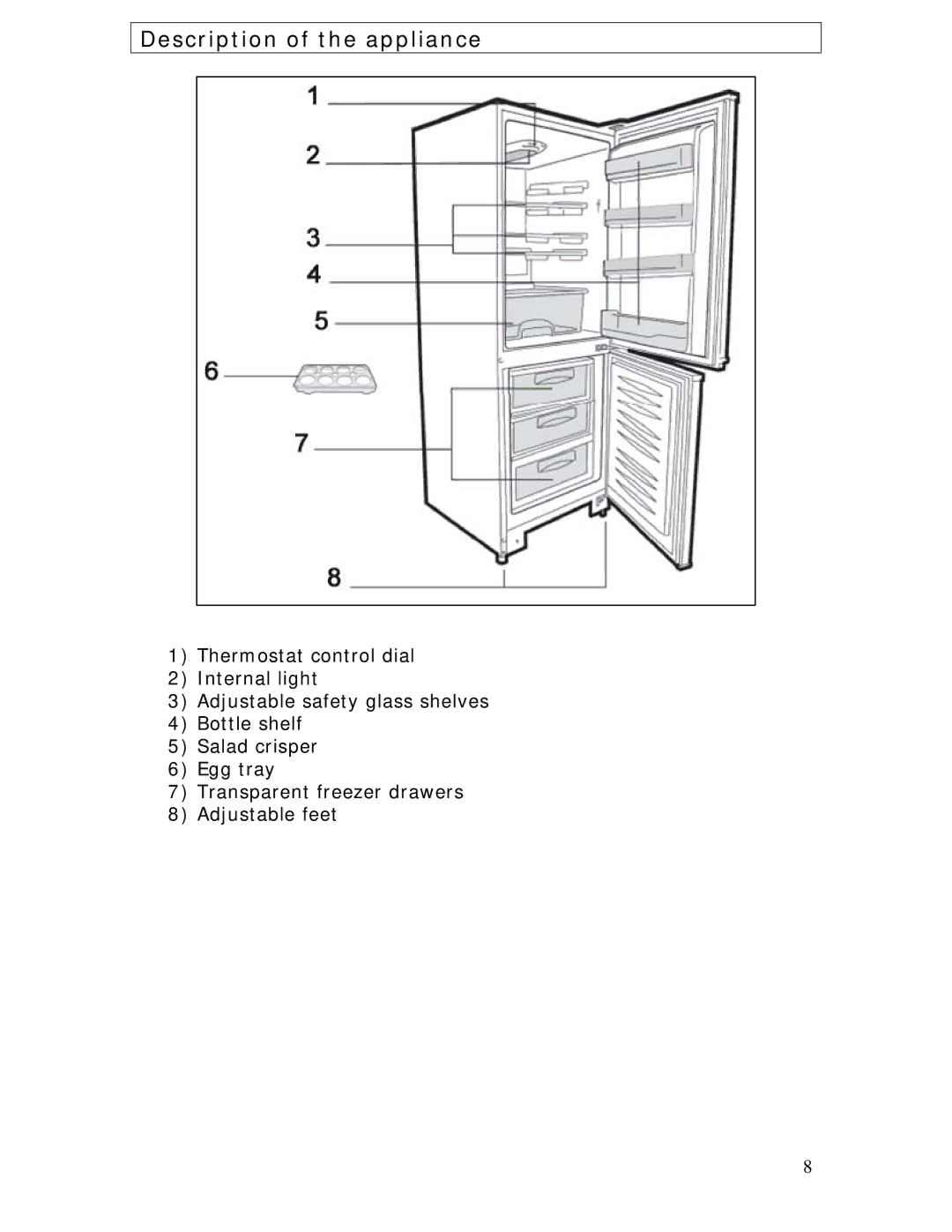 Baumatic BRCF1855SL manual Description of the appliance 