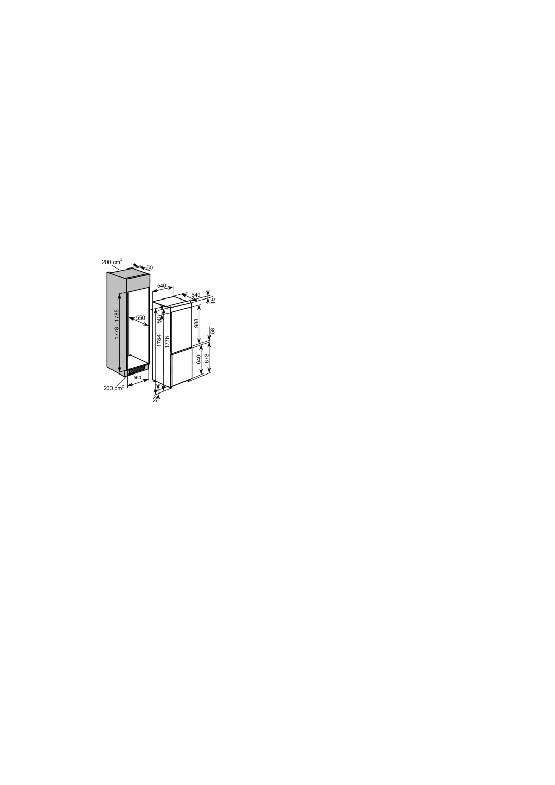 Baumatic BRCIF7030 manual 200 cm2 1785 1778 540 1784 1776 640 673 