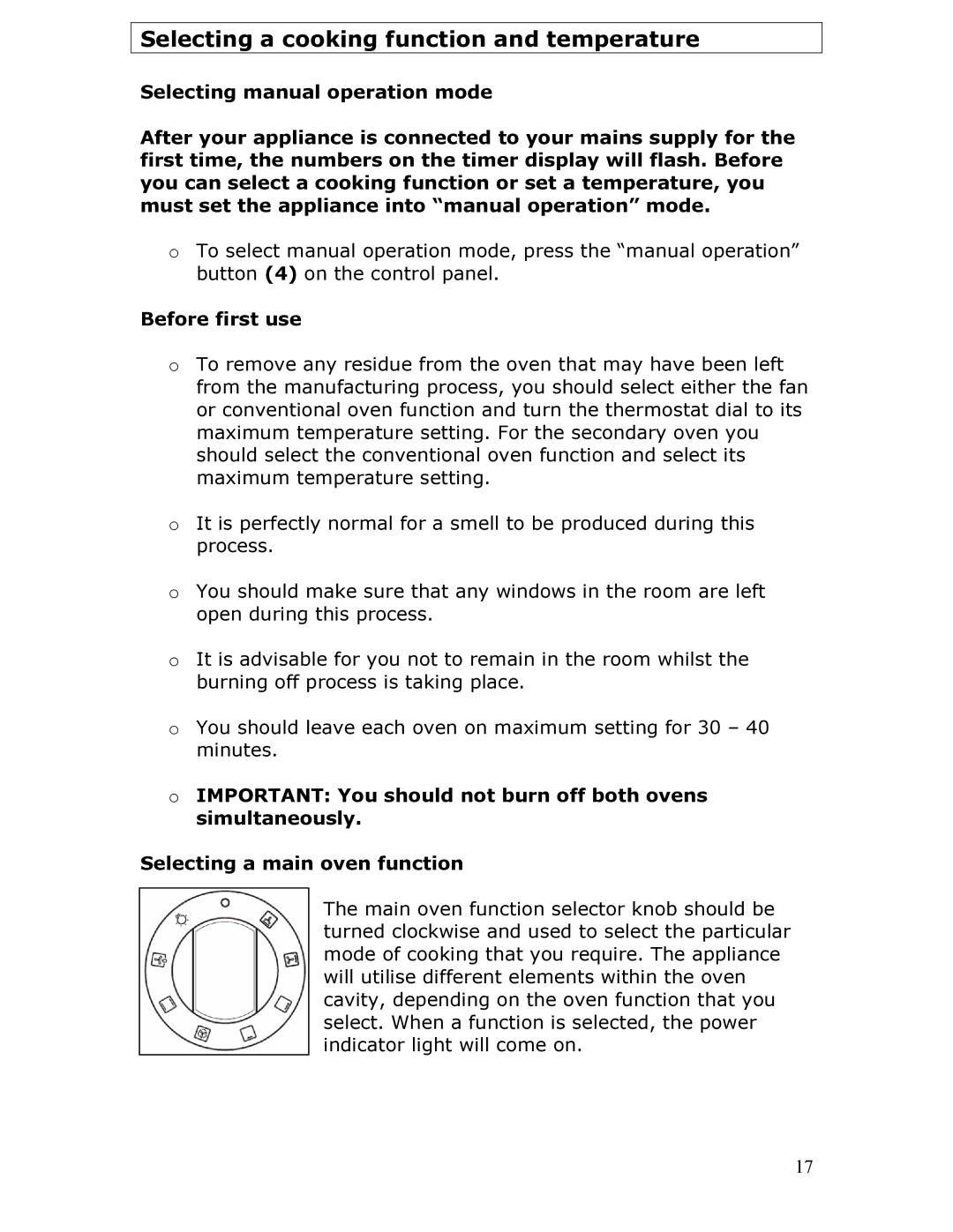 Baumatic BT2760SS manual Selecting a cooking function and temperature, Before first use 