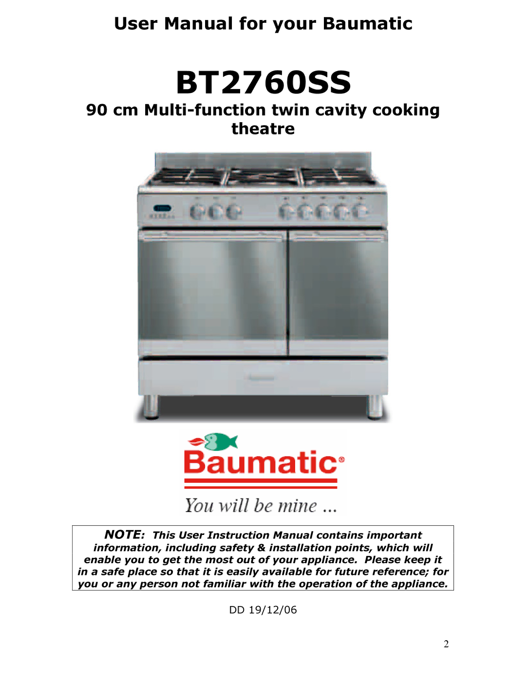 Baumatic BT2760SS manual 