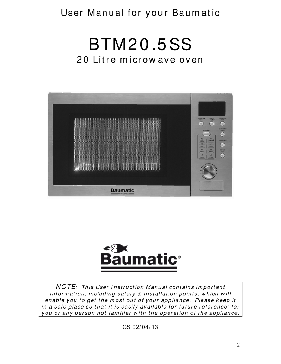 Baumatic BTM20.5SS manual 