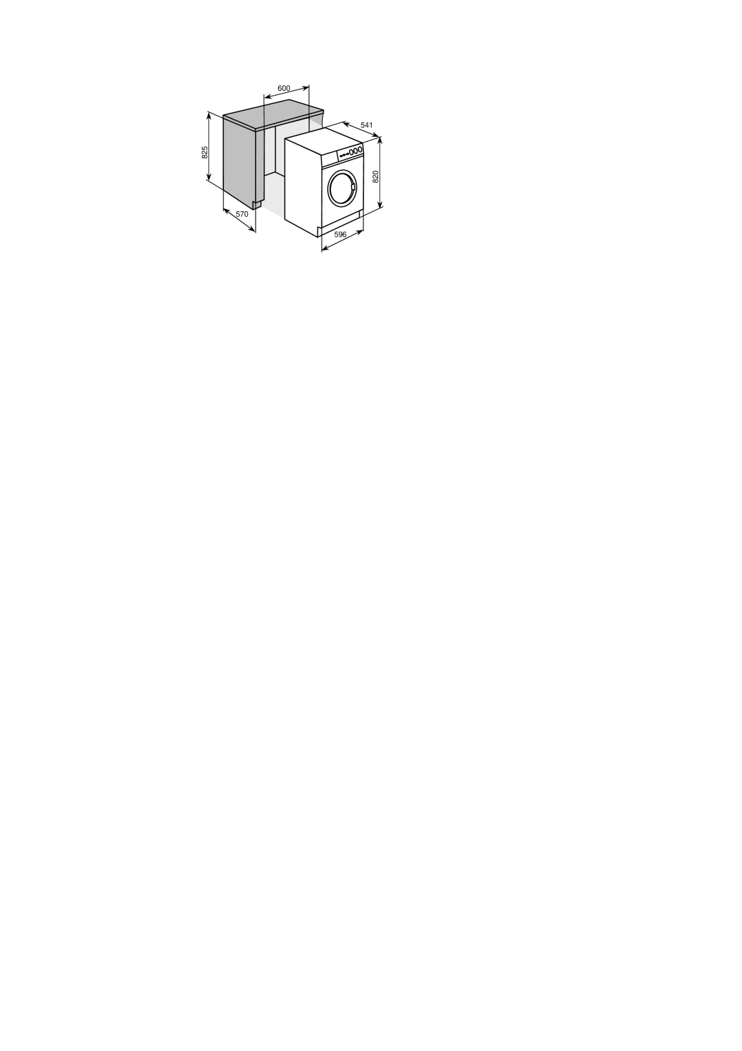 Baumatic BWMI1262DN1 manual 600 825 570 541 820 596 