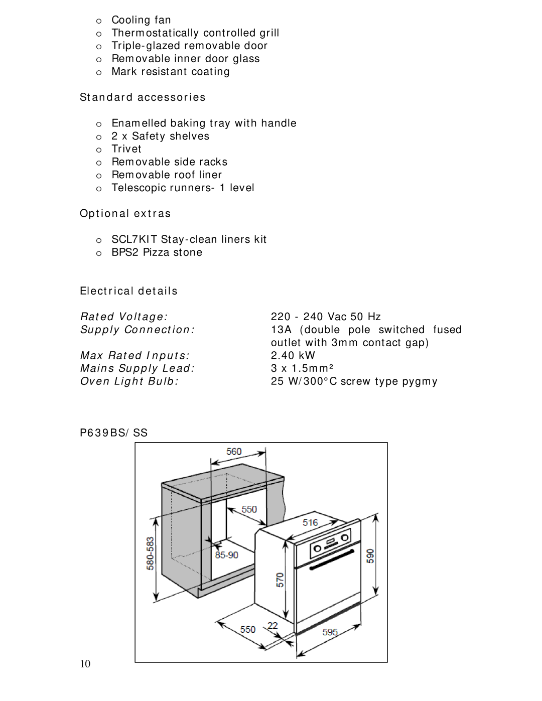 Baumatic P639SS manual Cooling fan, 40 kW 