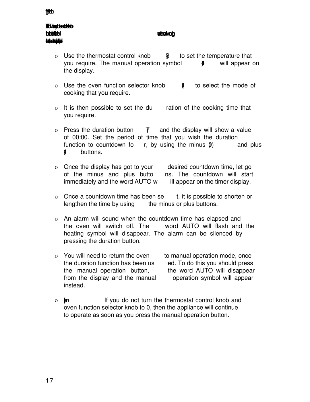 Baumatic P639SS manual Setting the duration function 