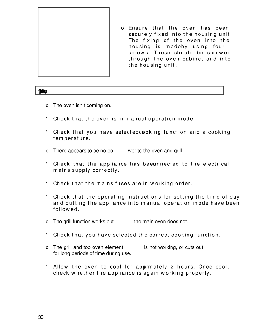 Baumatic P639SS manual My appliance isn’t working correctly, Oven isn’t coming on 