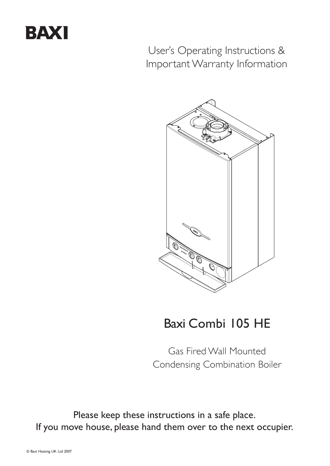 Baxi Potterton operating instructions Baxi Combi 105 HE 