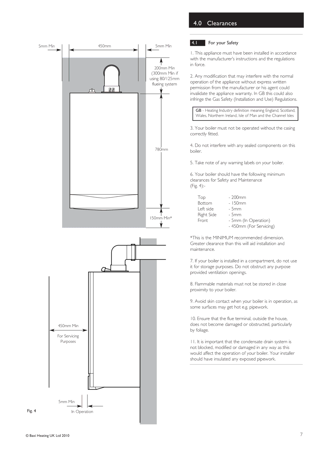 Baxi Potterton 18 HE A/24 HEA A/28HE A warranty Clearances 