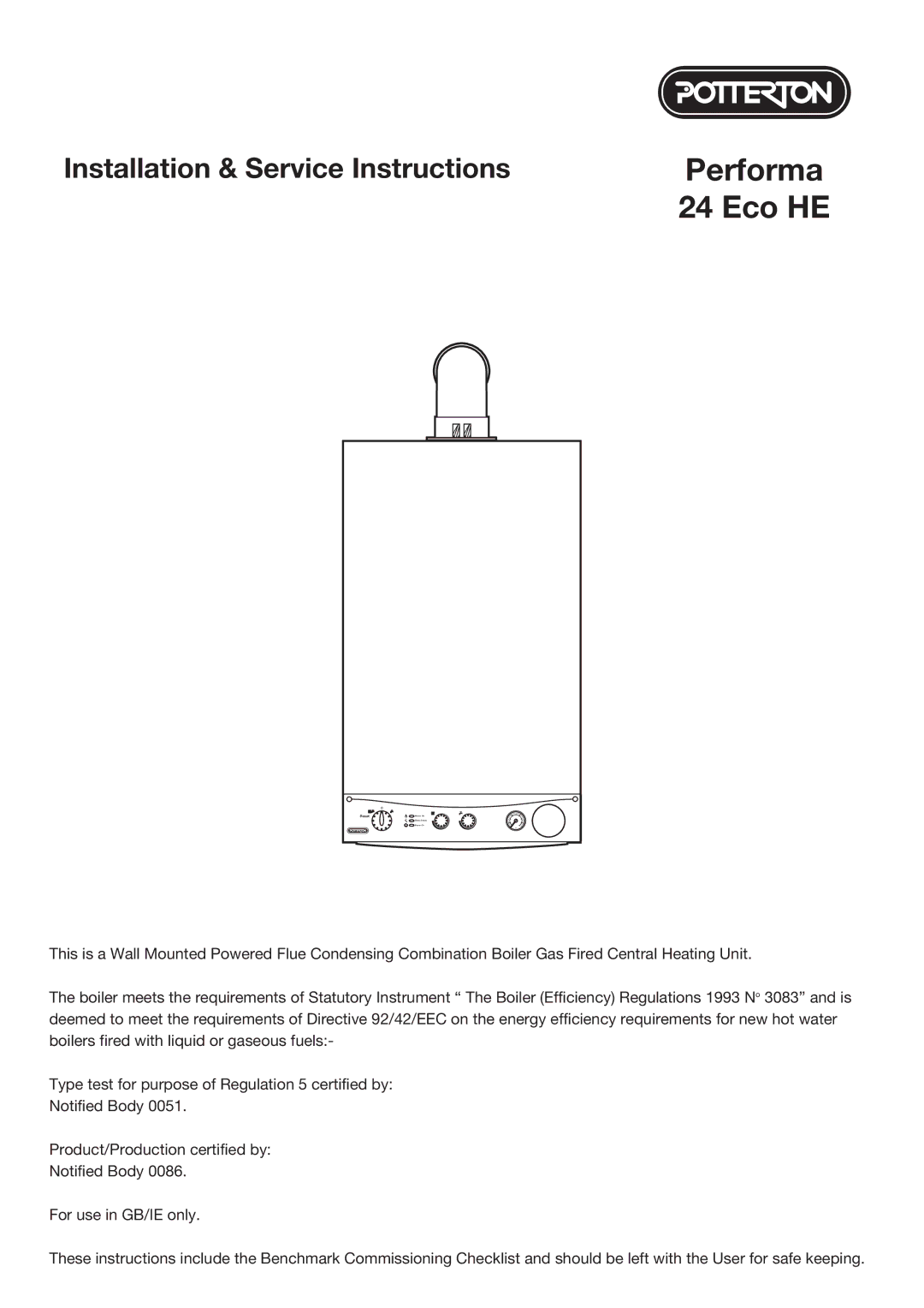 Baxi Potterton 24 Eco HE manual Performa 