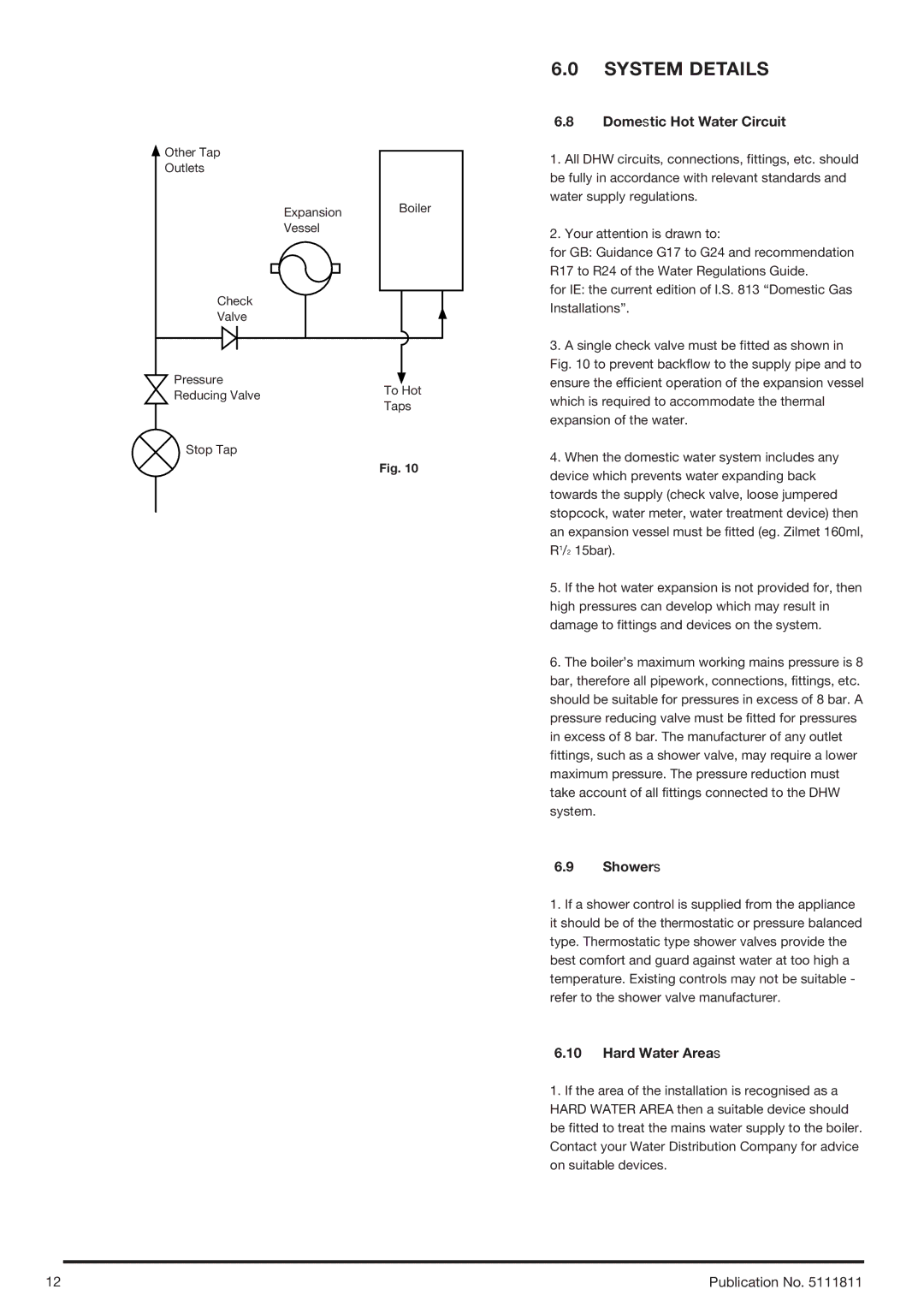 Baxi Potterton 24 Eco HE manual Domestic Hot Water Circuit, Showers, Hard Water Areas 