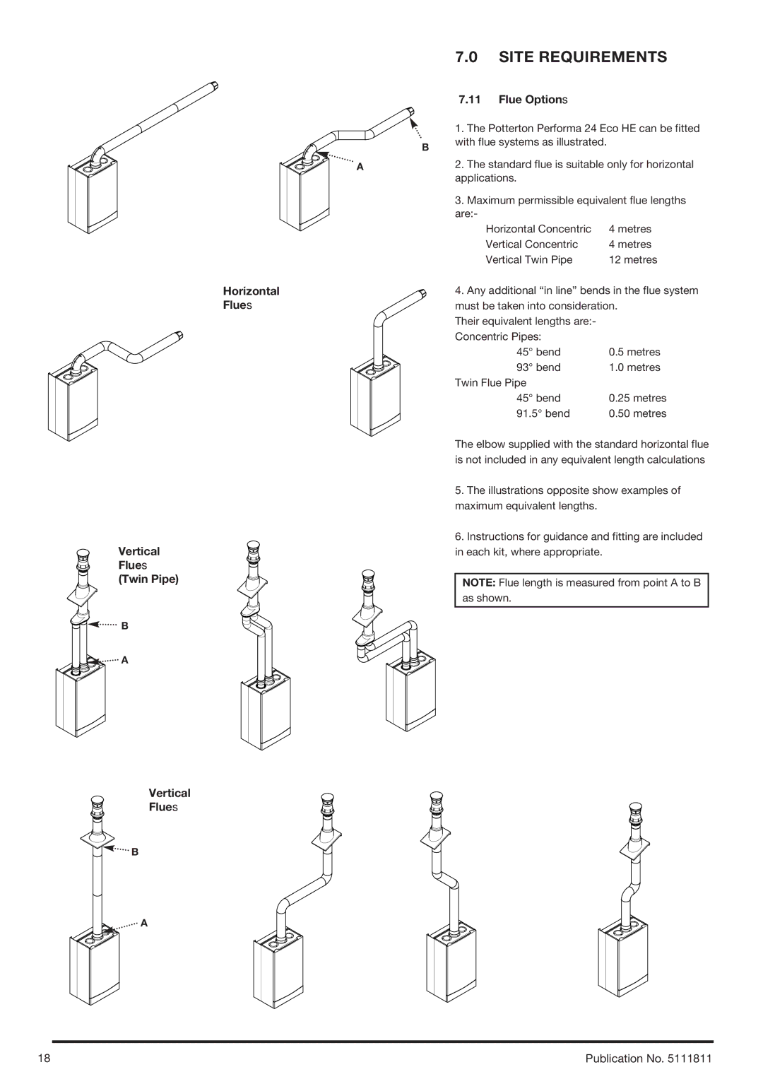 Baxi Potterton 24 Eco HE manual Horizontal Flues Vertical Twin Pipe, Flue Options 